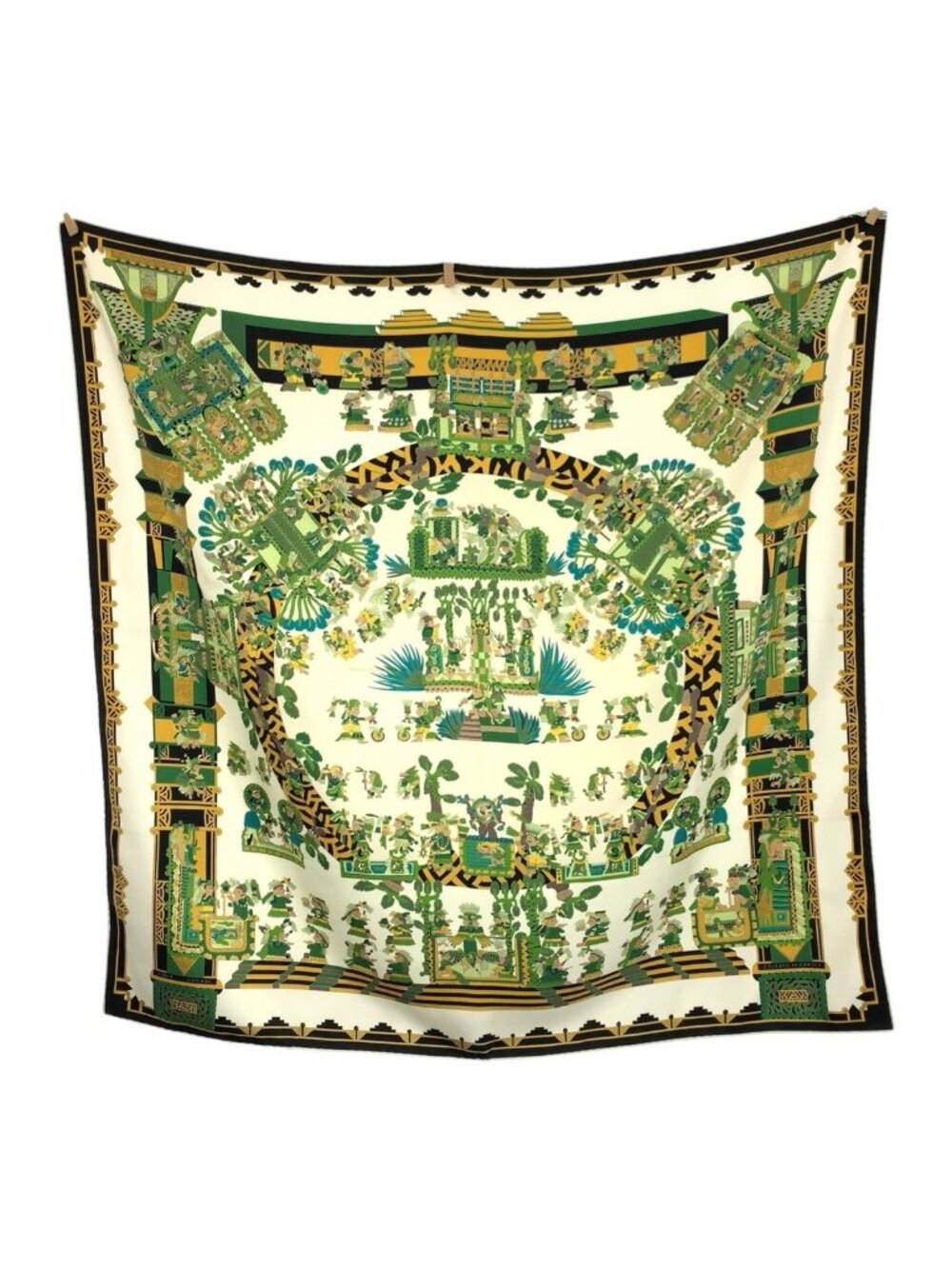 Hermes Astres Et Soleils Carre 90 Green Multicolor Silk Scarf - Picture 2 of 9